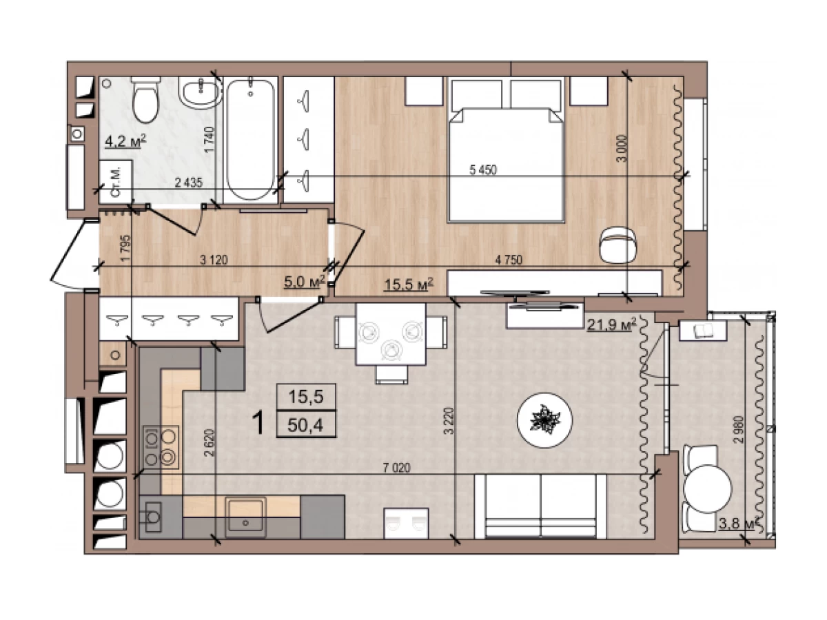 Уютная однокомнатная квартира в новостройке Рязани в Приокском, Skyline-1 , однокомнатная, 50,4 кв. м. 9 этаж.